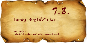 Tordy Boglárka névjegykártya